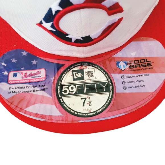 NWOT Authentic Cincinnati Reds New Era 59Fifty Stars and Stripes Flat Bill Hat - Picture 6 of 9